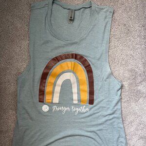 Pure Barre Stronger Together Blue Rainbow Tank Top Small